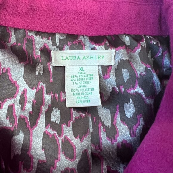 Laura Ashley Fuchsia Pea coat with pockets Size Extra Large XL - Picture 3 of 7